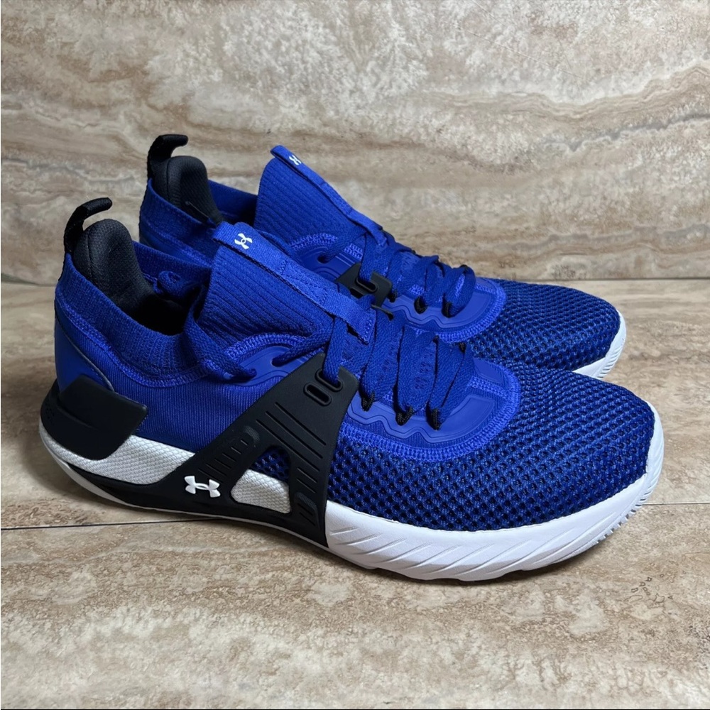 Under Armour Project Rock 4 Sneakers Blue Black White Mens Size 11